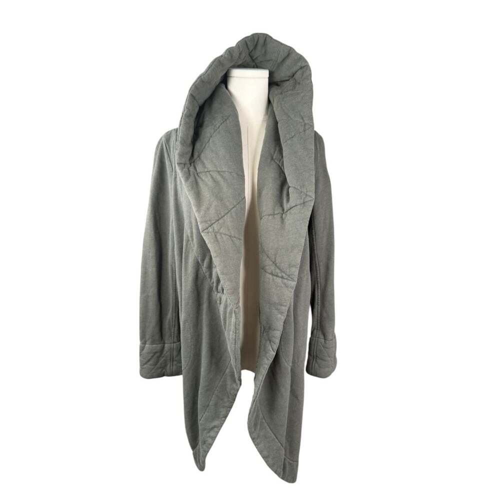 On the Road Quilted Hooded Wrap Cardigan Coat Olive Green S/M